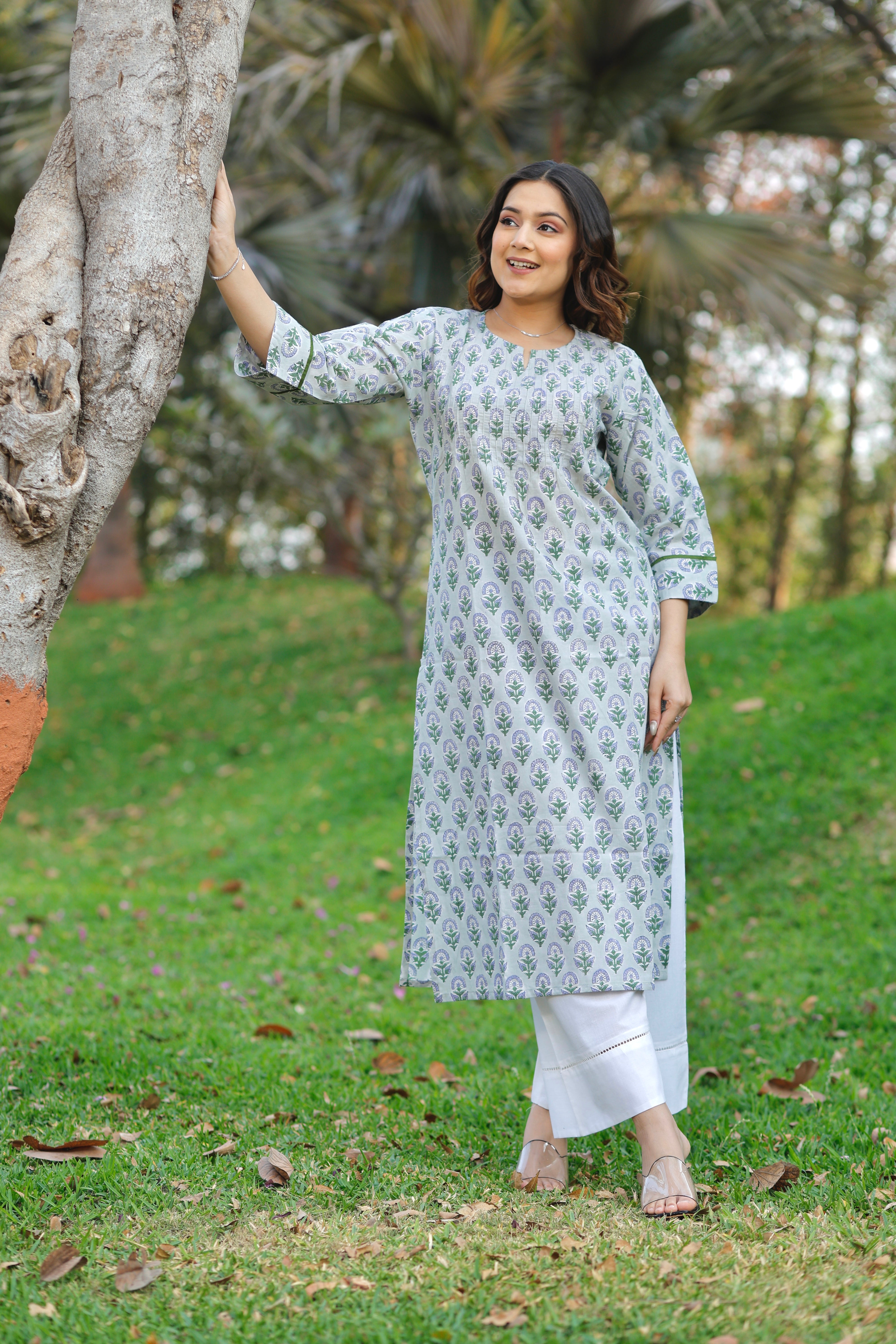 Sweet Petal Hand Block Printed Cotton Kurta