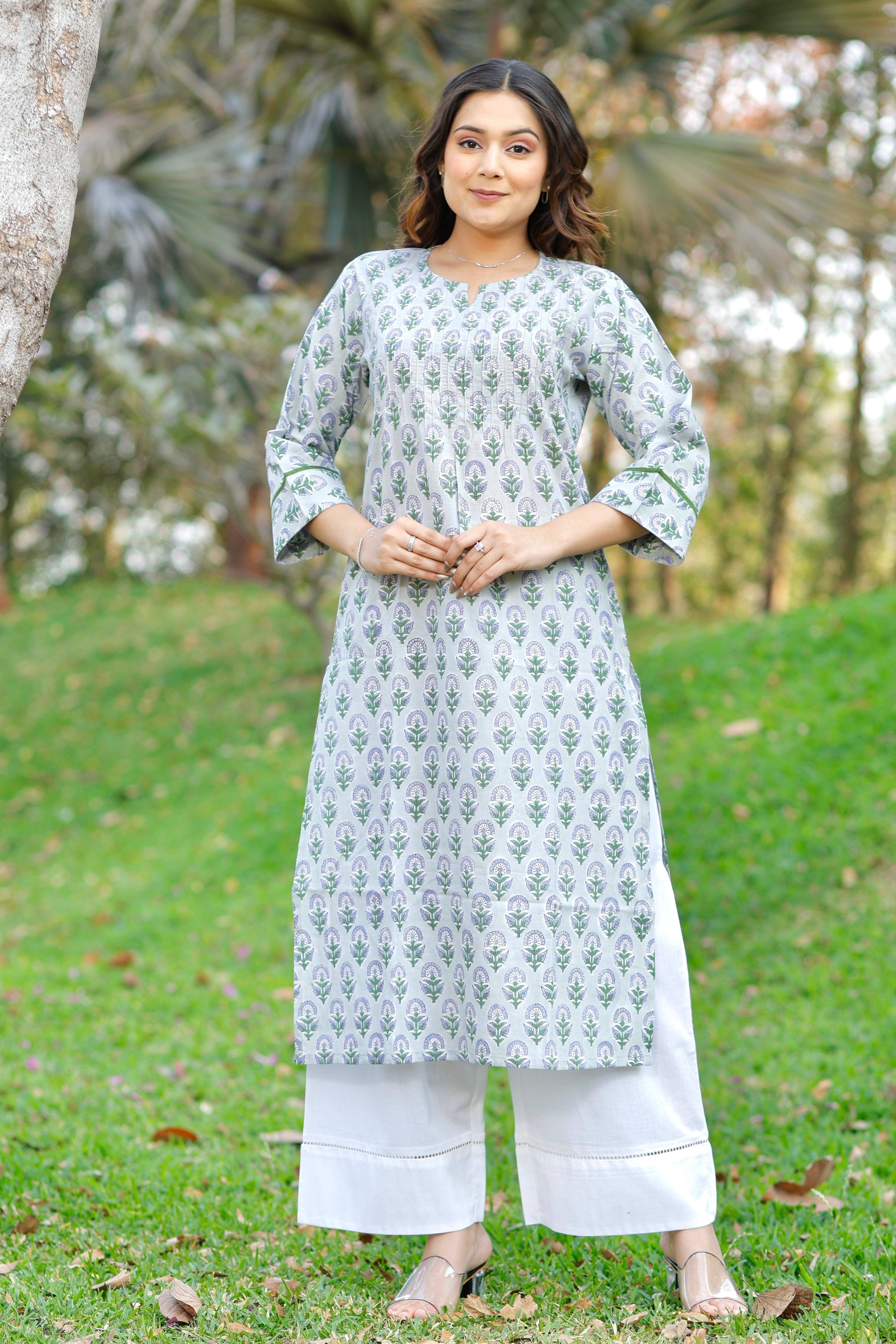 Sweet Petal Hand Block Printed Cotton Kurta