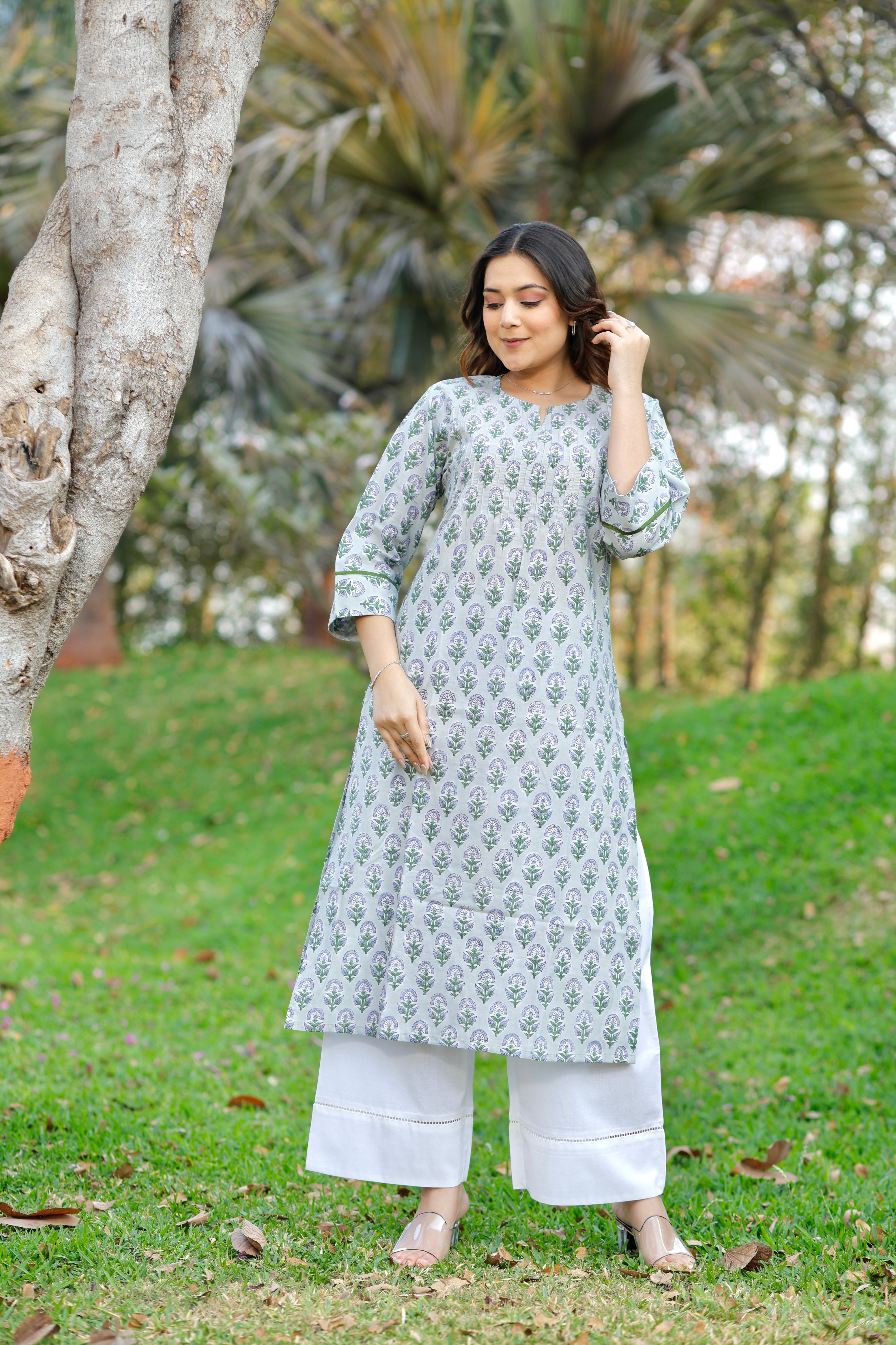 Sweet Petal Hand Block Printed Cotton Kurta