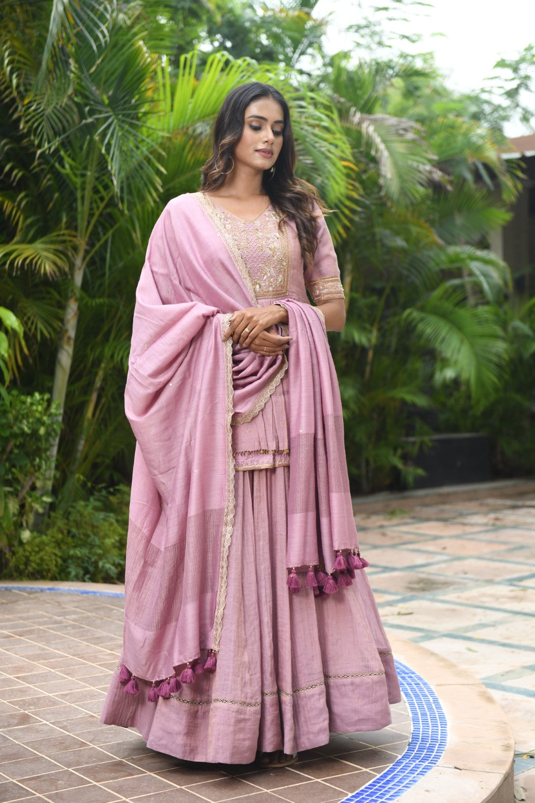 MAUVE RIWAYAT TISSUE PEPLUM SET