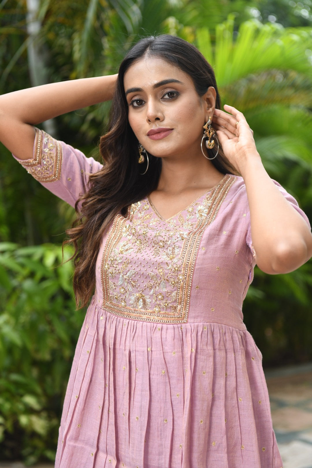 MAUVE RIWAYAT TISSUE PEPLUM SET