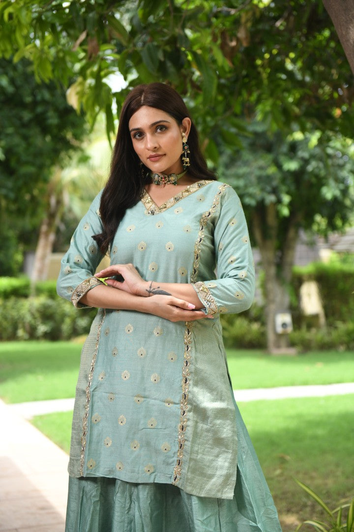 BLUE BANARASI RIWAYAT PALAZZO SET
