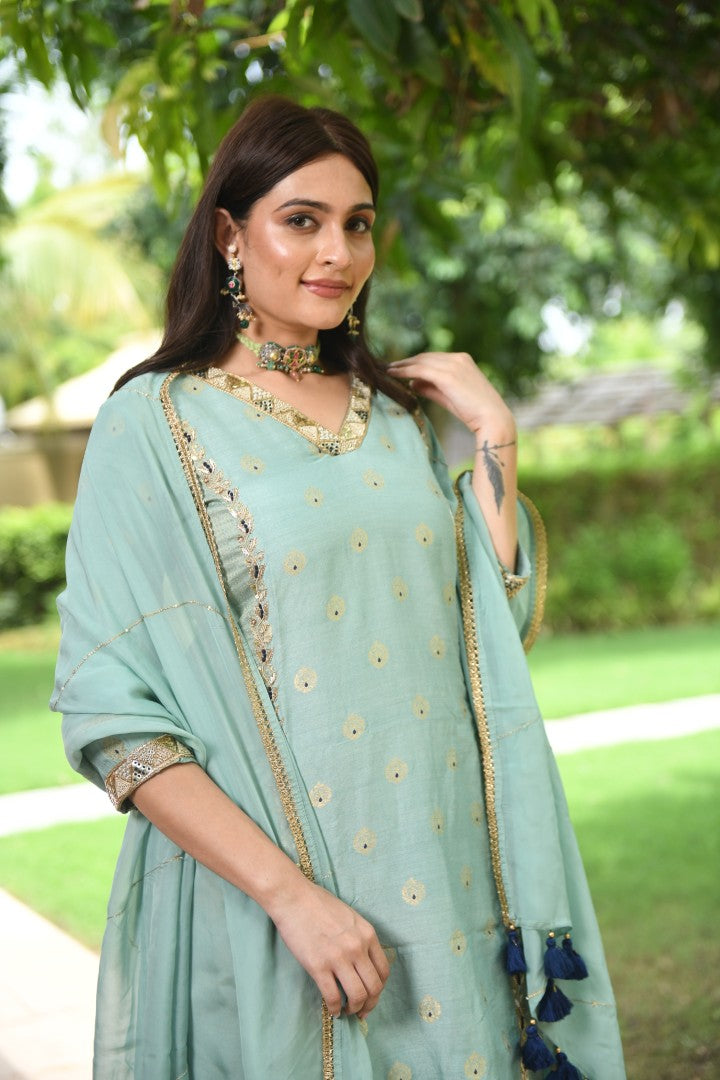 BLUE BANARASI RIWAYAT PALAZZO SET