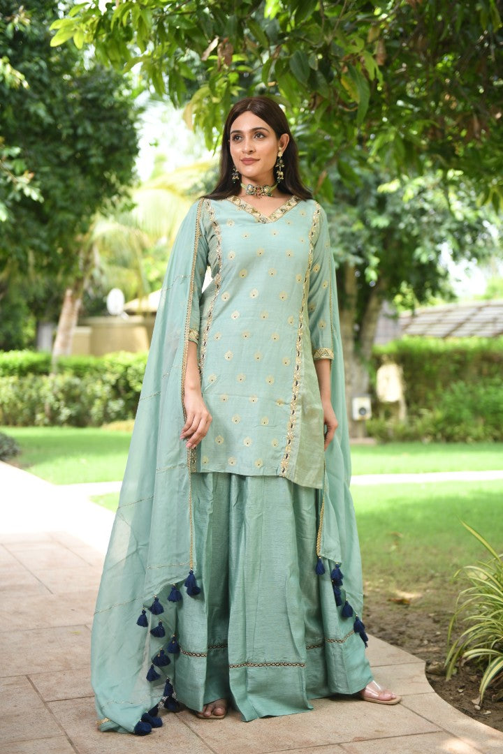 BLUE BANARASI RIWAYAT PALAZZO SET