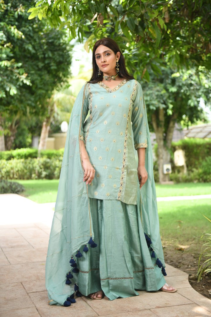 BLUE BANARASI RIWAYAT PALAZZO SET