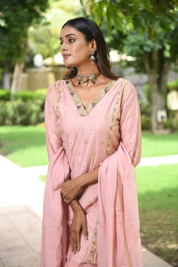 PINK BANARASI RIWAYAT PALAZZO SET