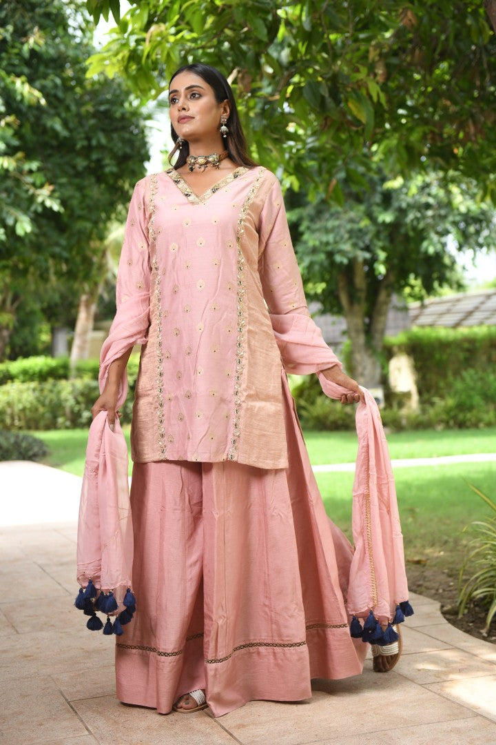 PINK BANARASI RIWAYAT PALAZZO SET