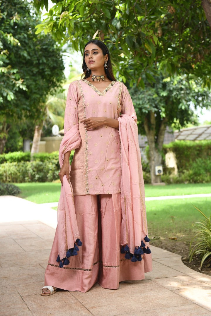 PINK BANARASI RIWAYAT PALAZZO SET