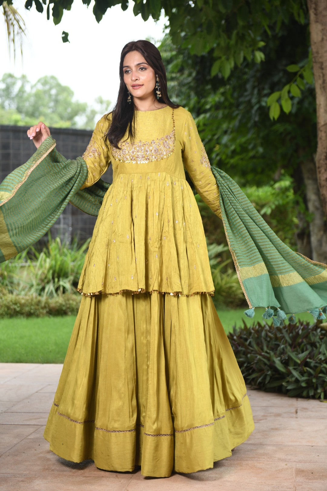 LIME GREEN RIWAYAT PEPLUM SET