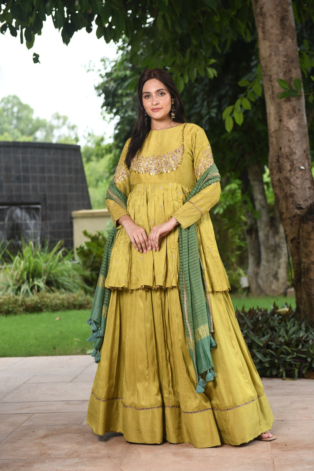 LIME GREEN RIWAYAT PEPLUM SET