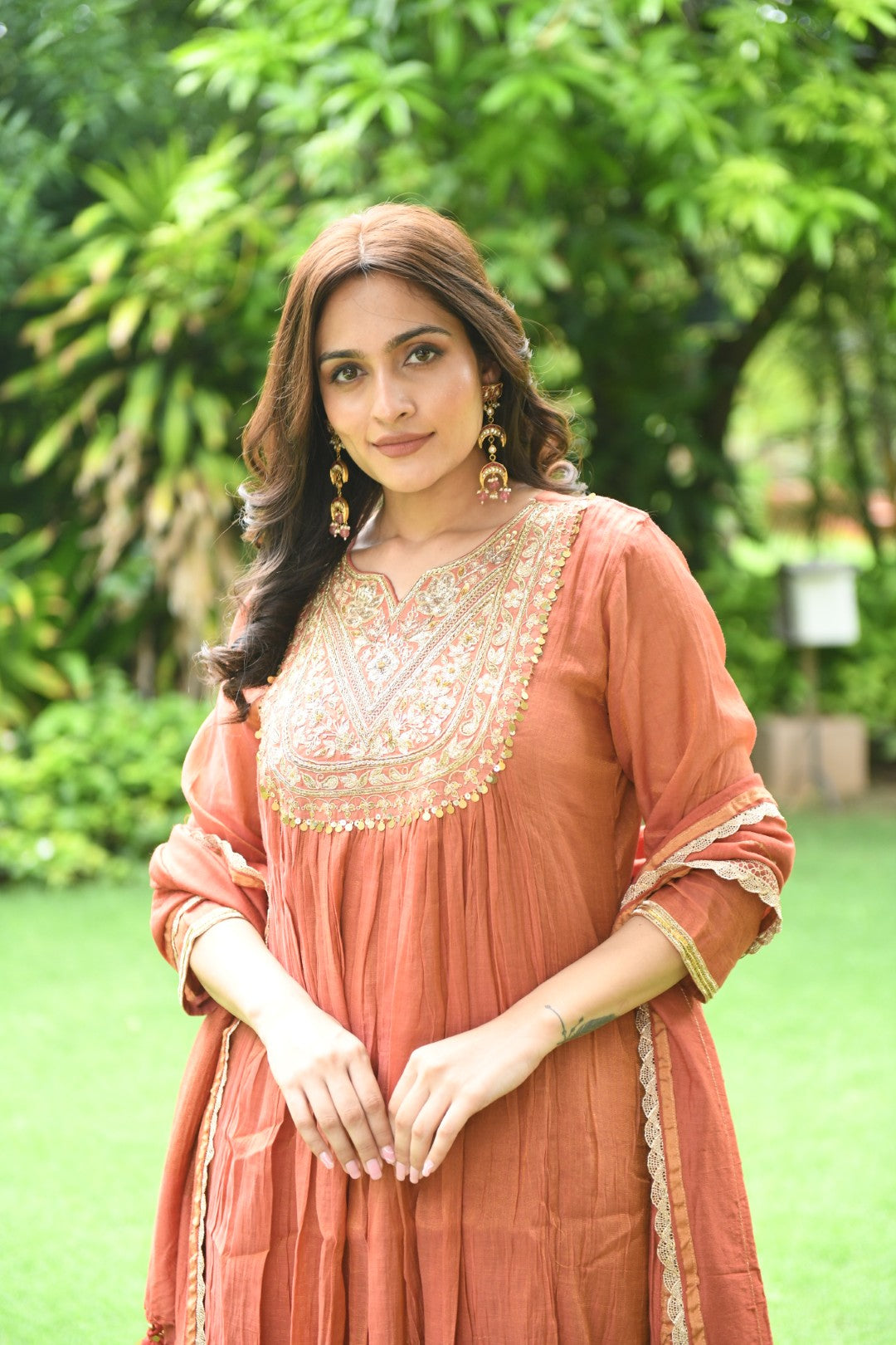 RUST TISSUE RIWAYAT ANARKALI SET