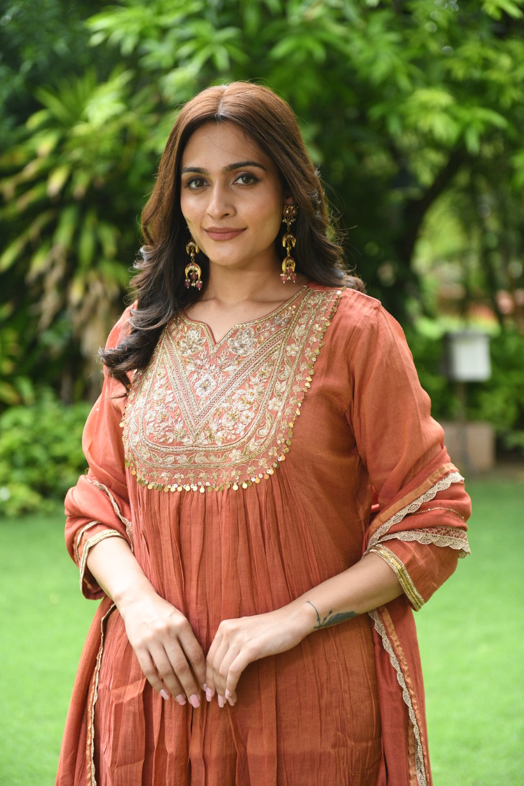RUST TISSUE RIWAYAT ANARKALI SET