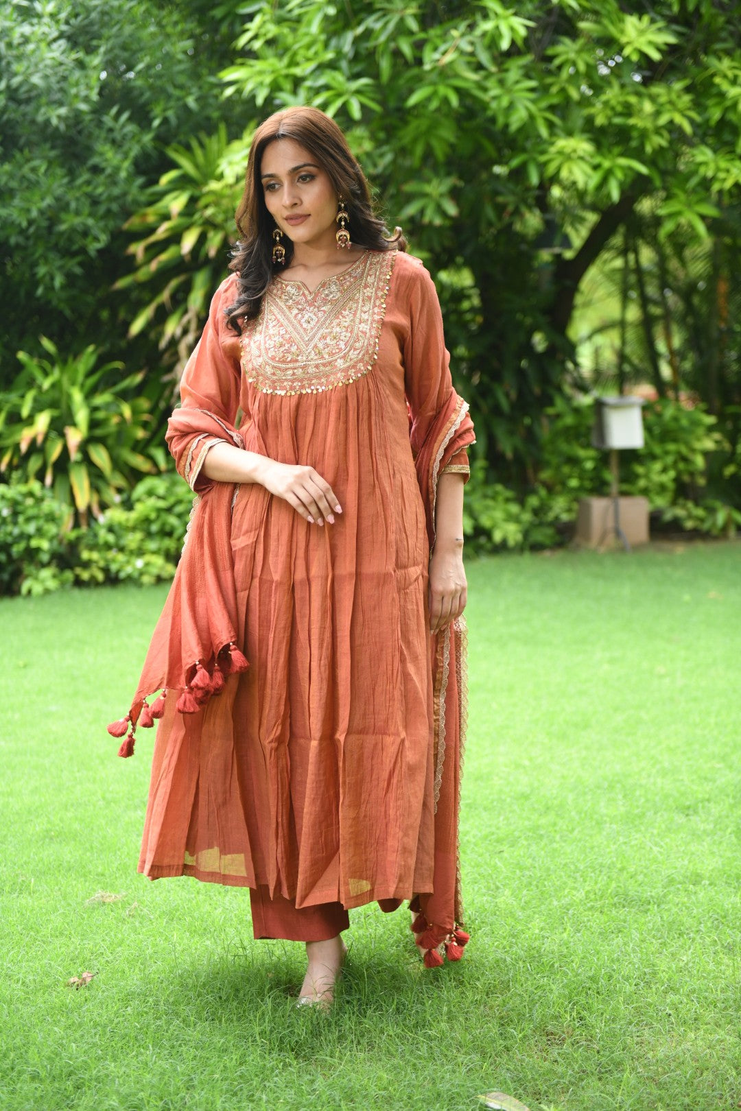 RUST TISSUE RIWAYAT ANARKALI SET