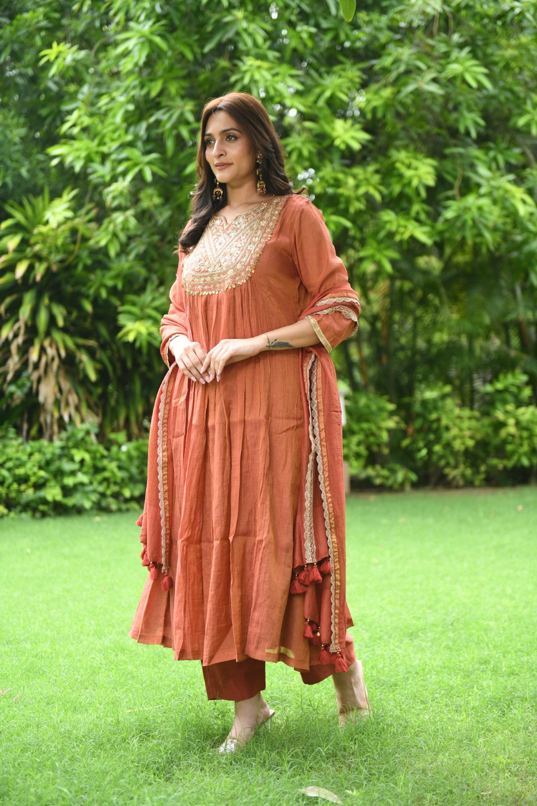 RUST TISSUE RIWAYAT ANARKALI SET