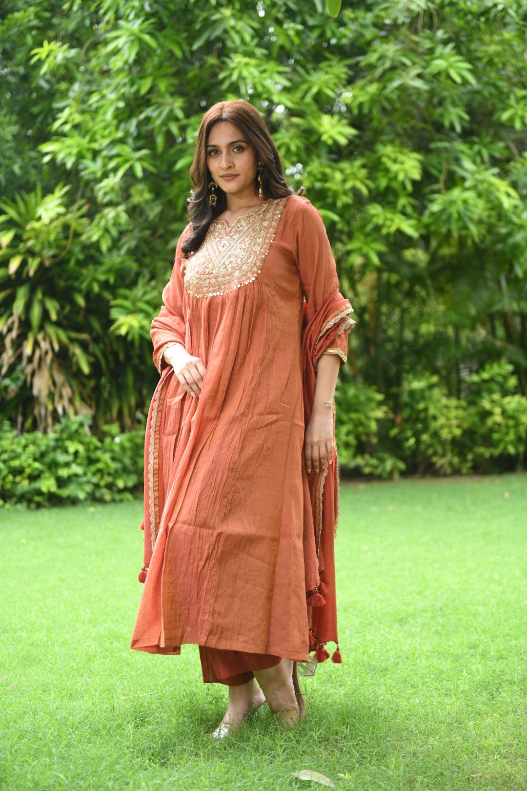 RUST TISSUE RIWAYAT ANARKALI SET
