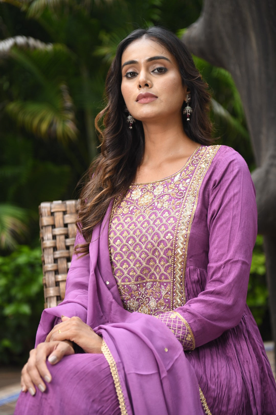 PURPLE EMBROIDERED RIWAYAT ANARKALI SET