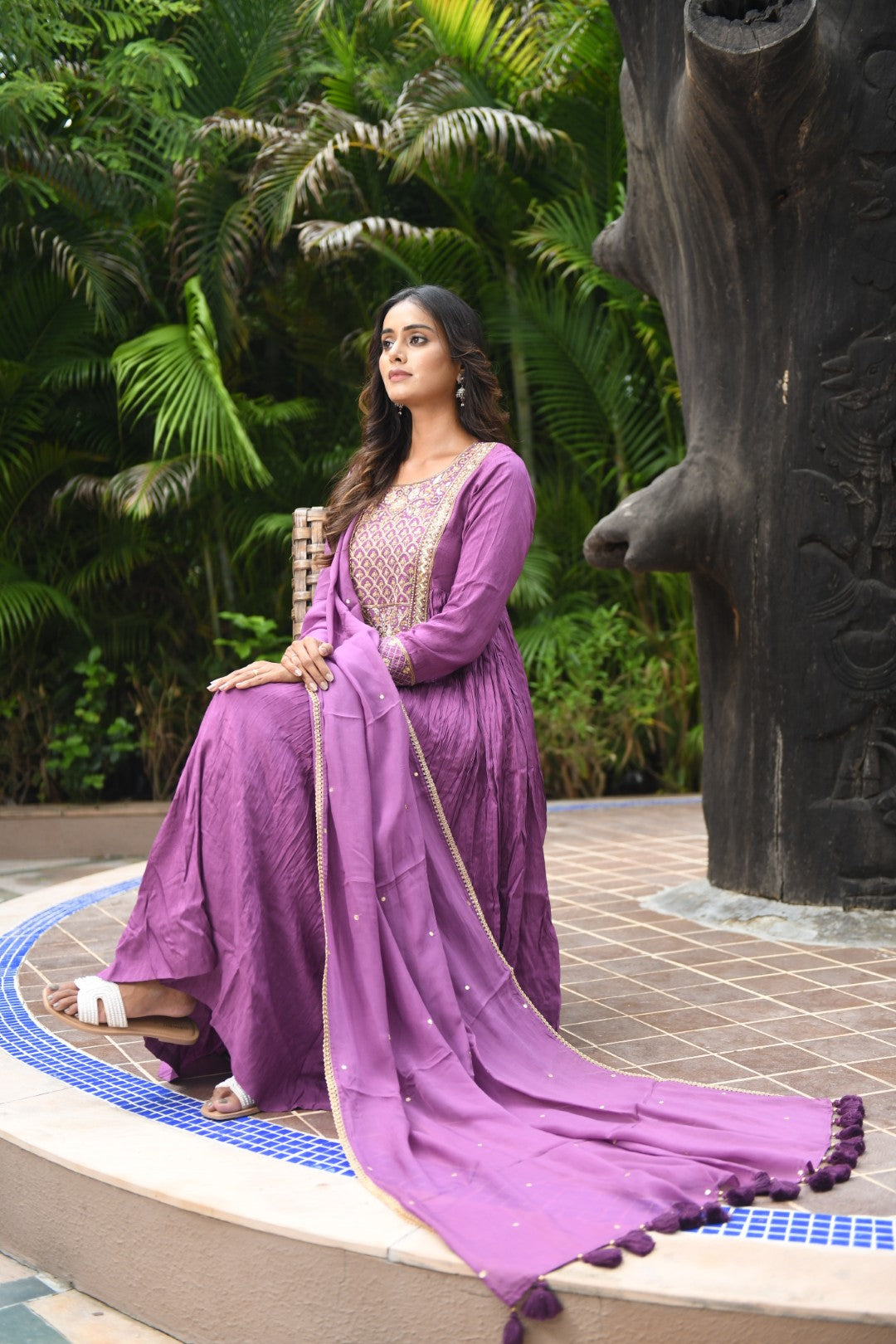 PURPLE EMBROIDERED RIWAYAT ANARKALI SET