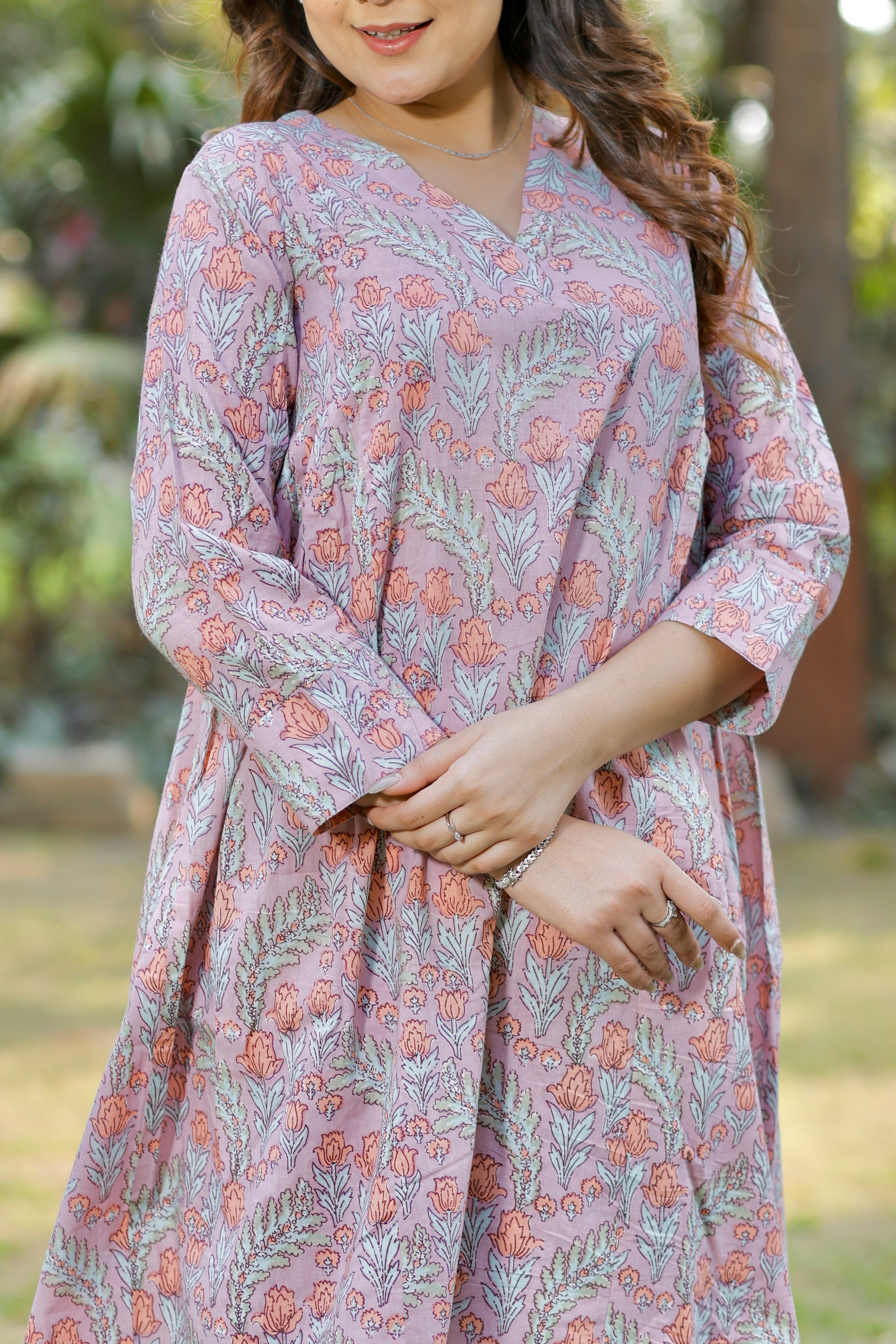 Mauve Blush Hand Block Printed Cotton Co-ord set