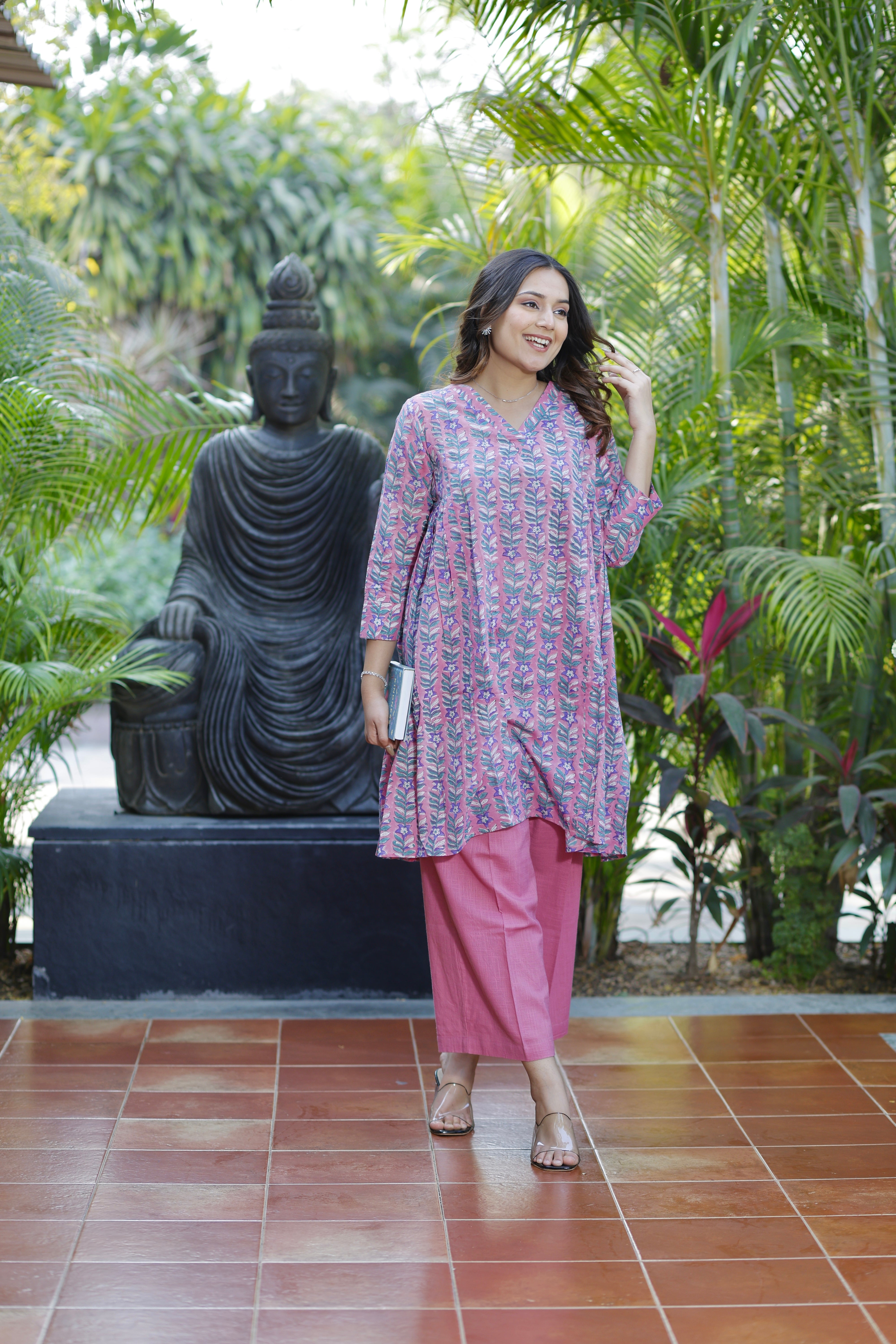 Orchid Purple Hand Block Printed Cotton Co-ord set