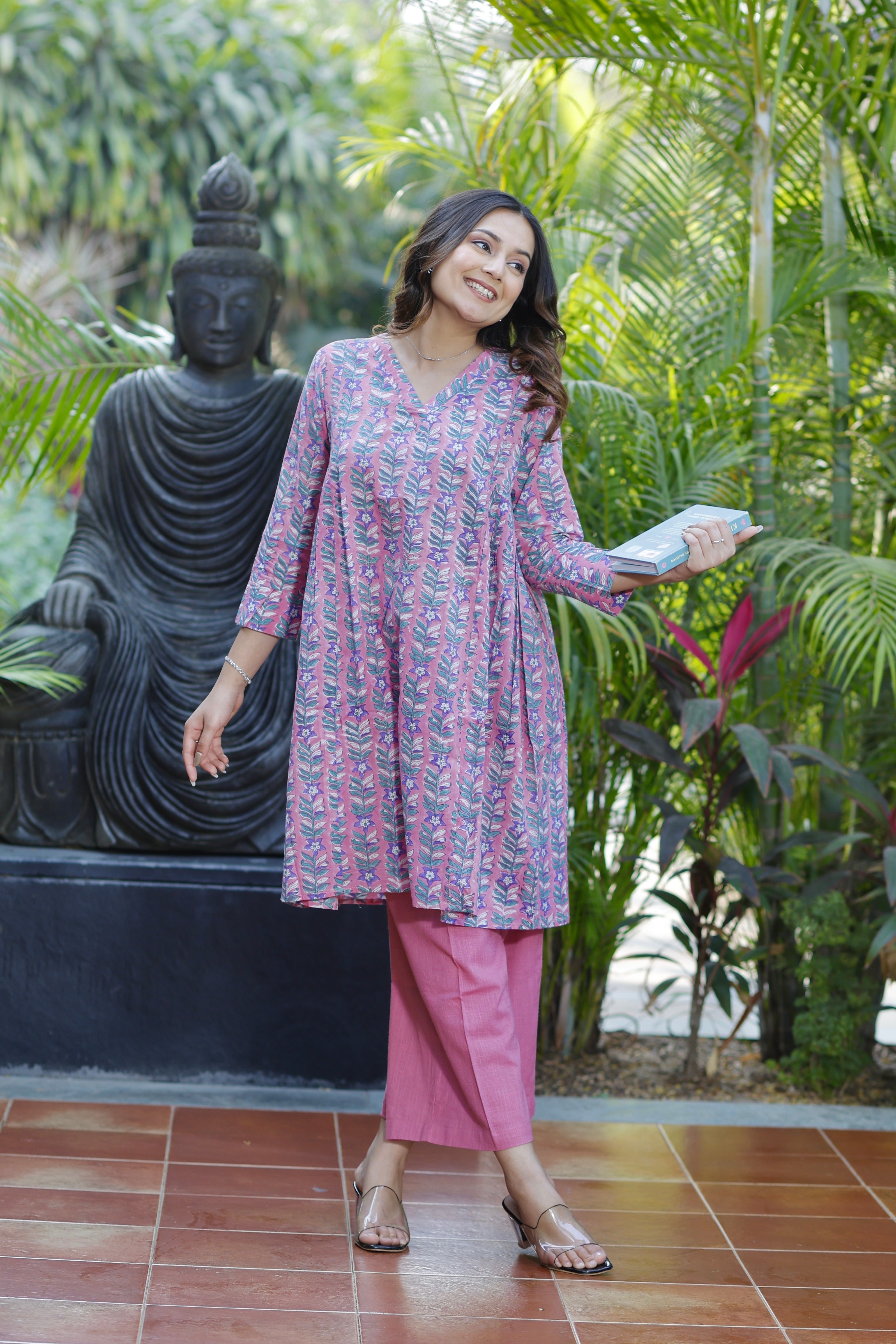 Orchid Purple Hand Block Printed Cotton Co-ord set