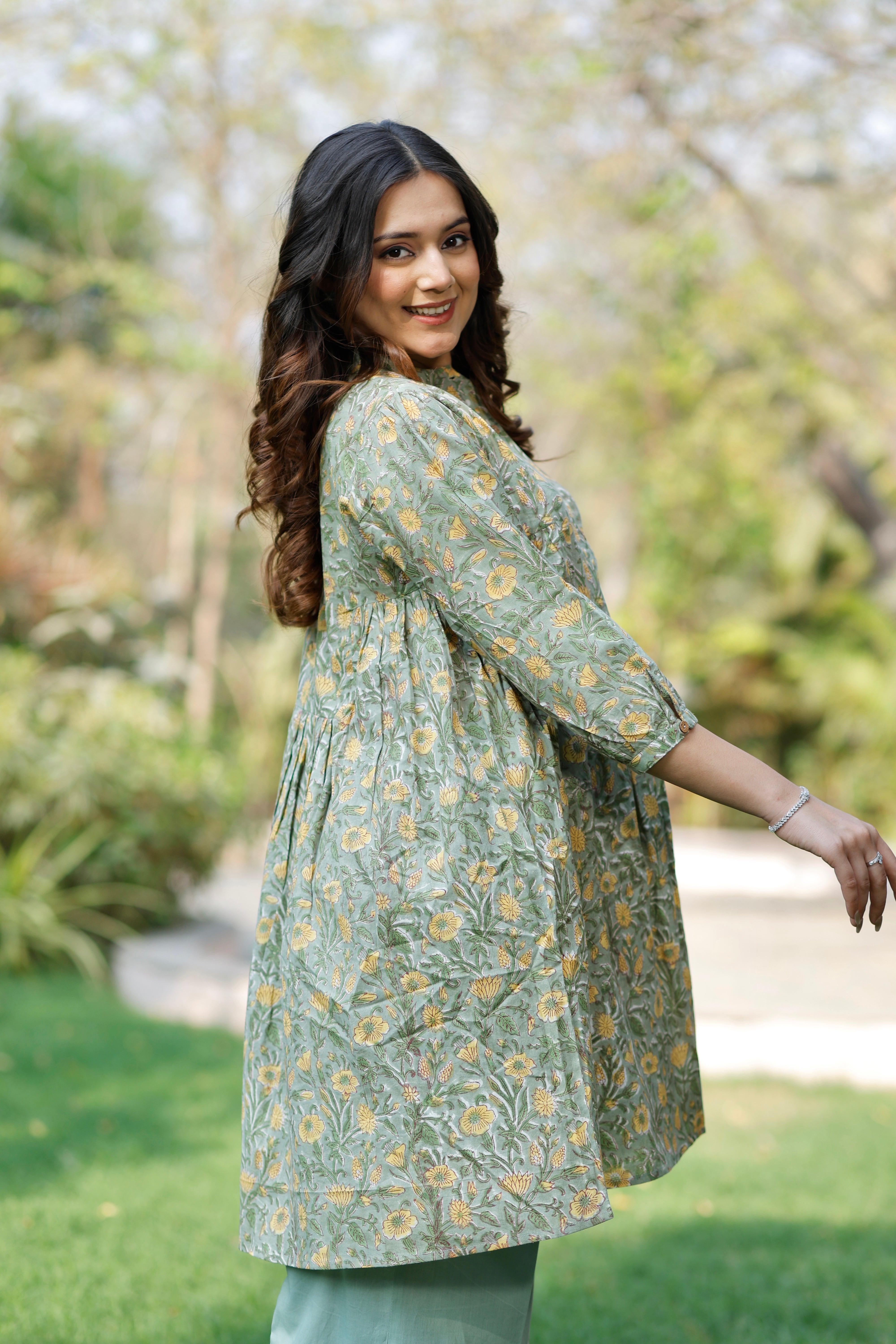 Basil Love Hand Block Printed Cotton Co-ord set