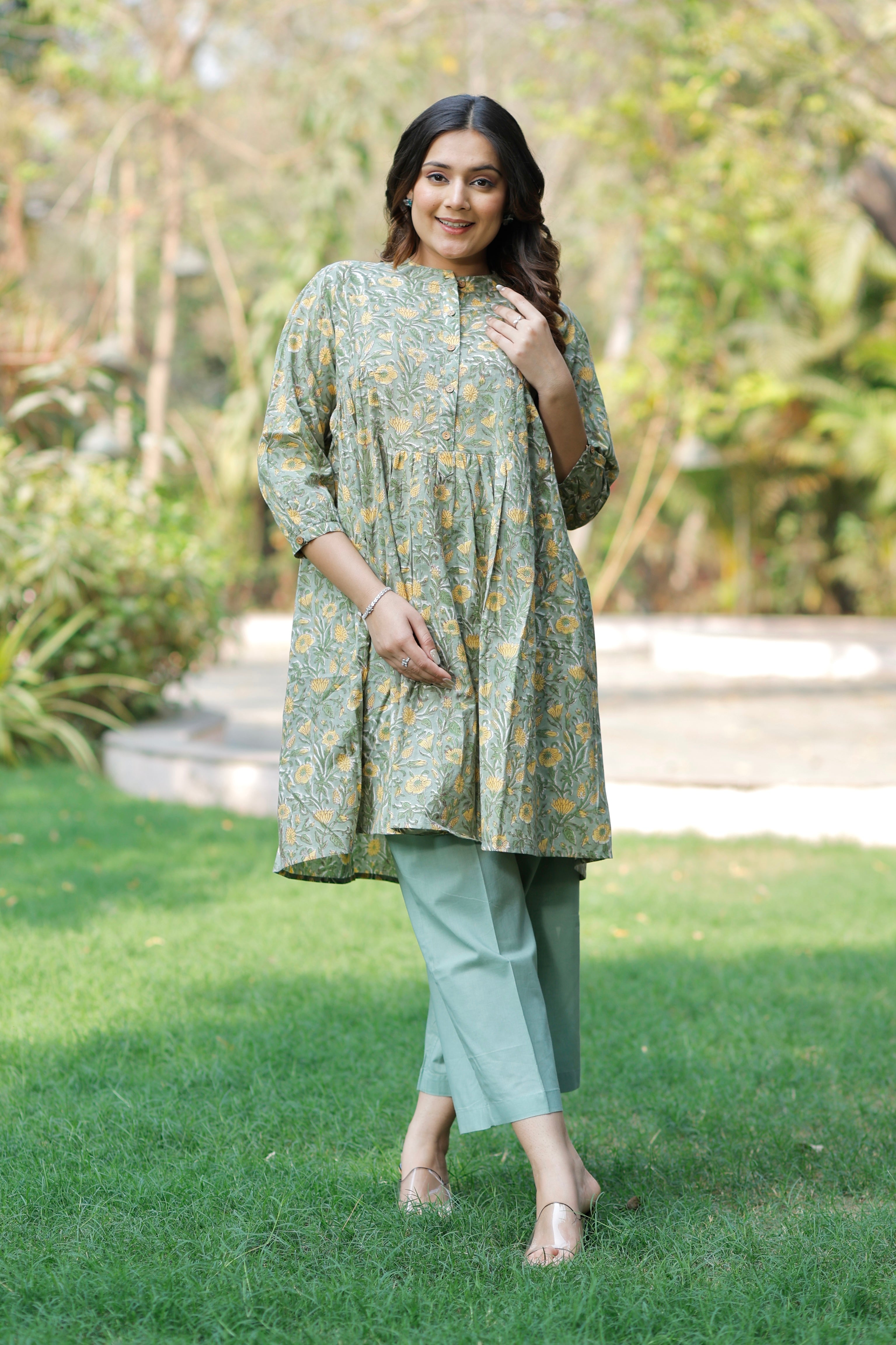 Basil Love Hand Block Printed Cotton Co-ord set