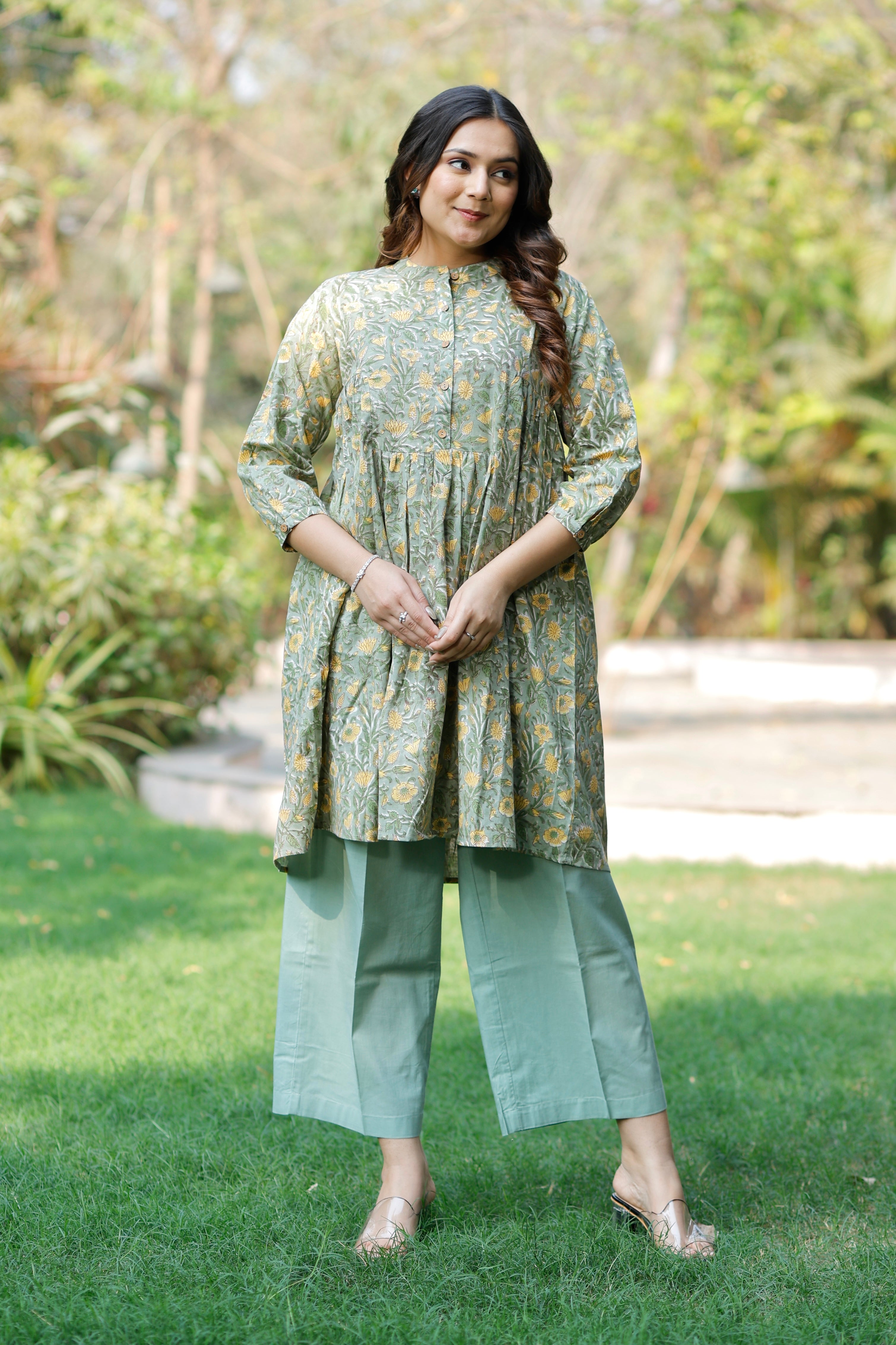 Basil Love Hand Block Printed Cotton Co-ord set