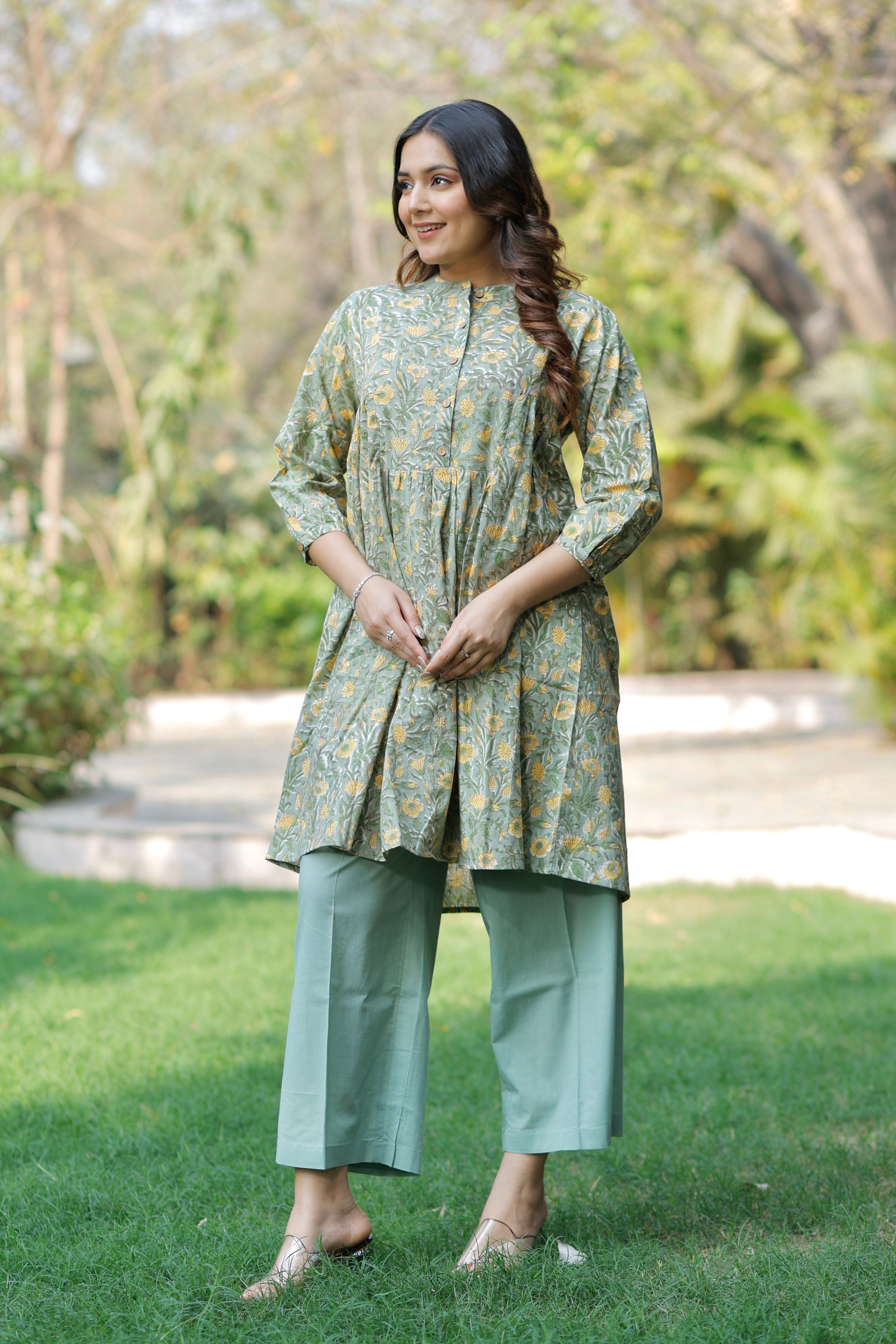 Basil Love Hand Block Printed Cotton Co-ord set