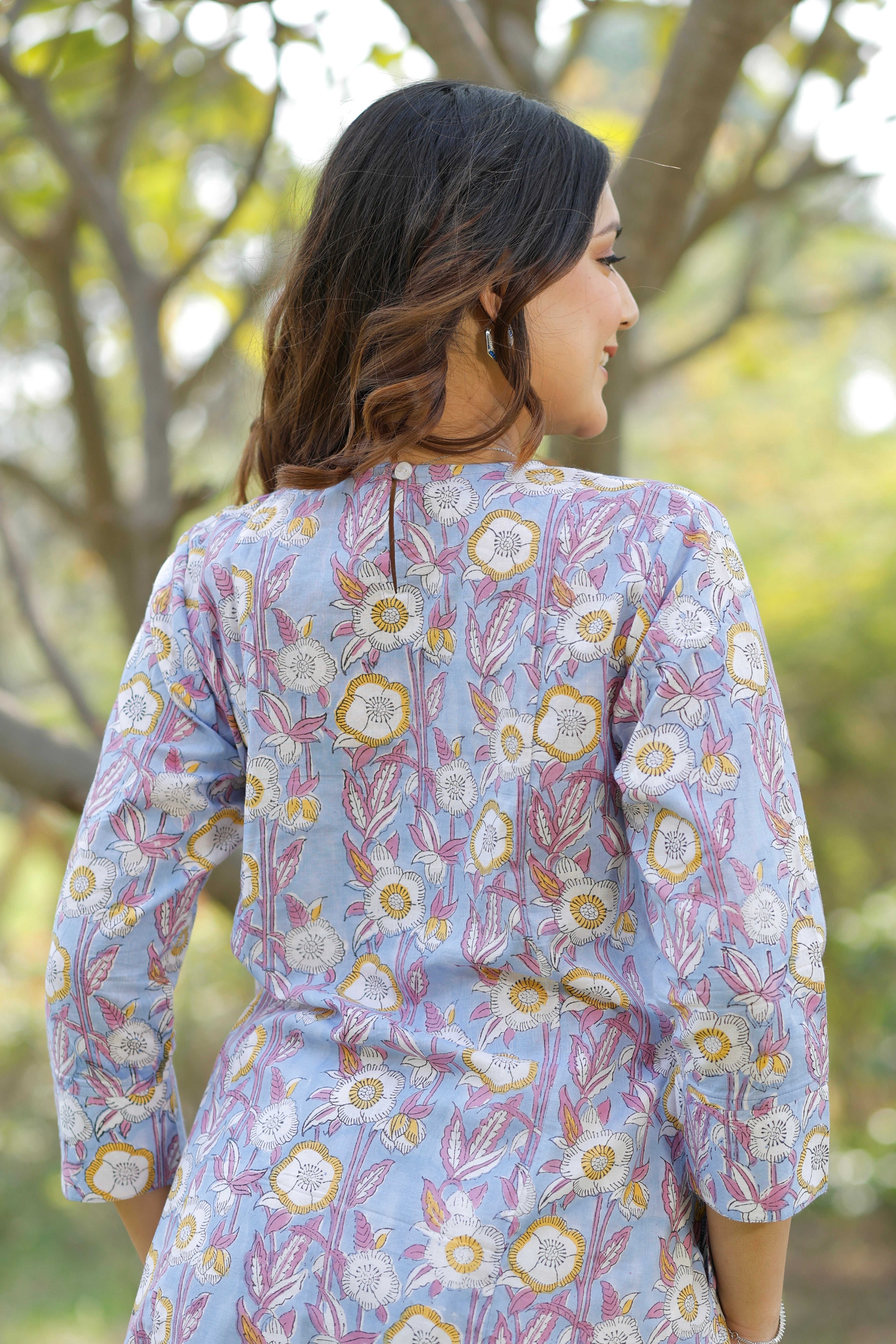 Soft Lavender Hand Block Printed Cotton Kurta