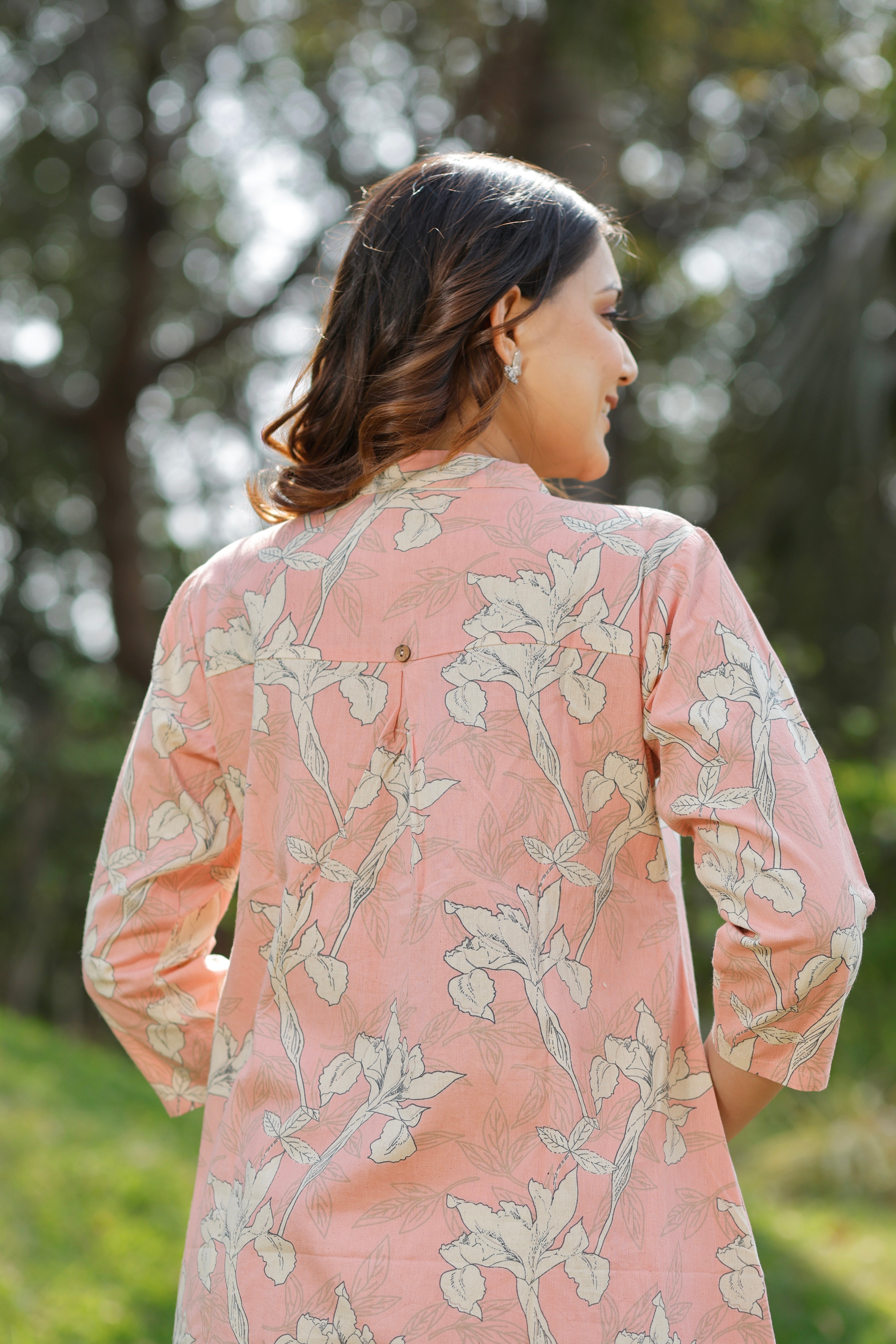 Sunset Peach Printed Cotton Kurta
