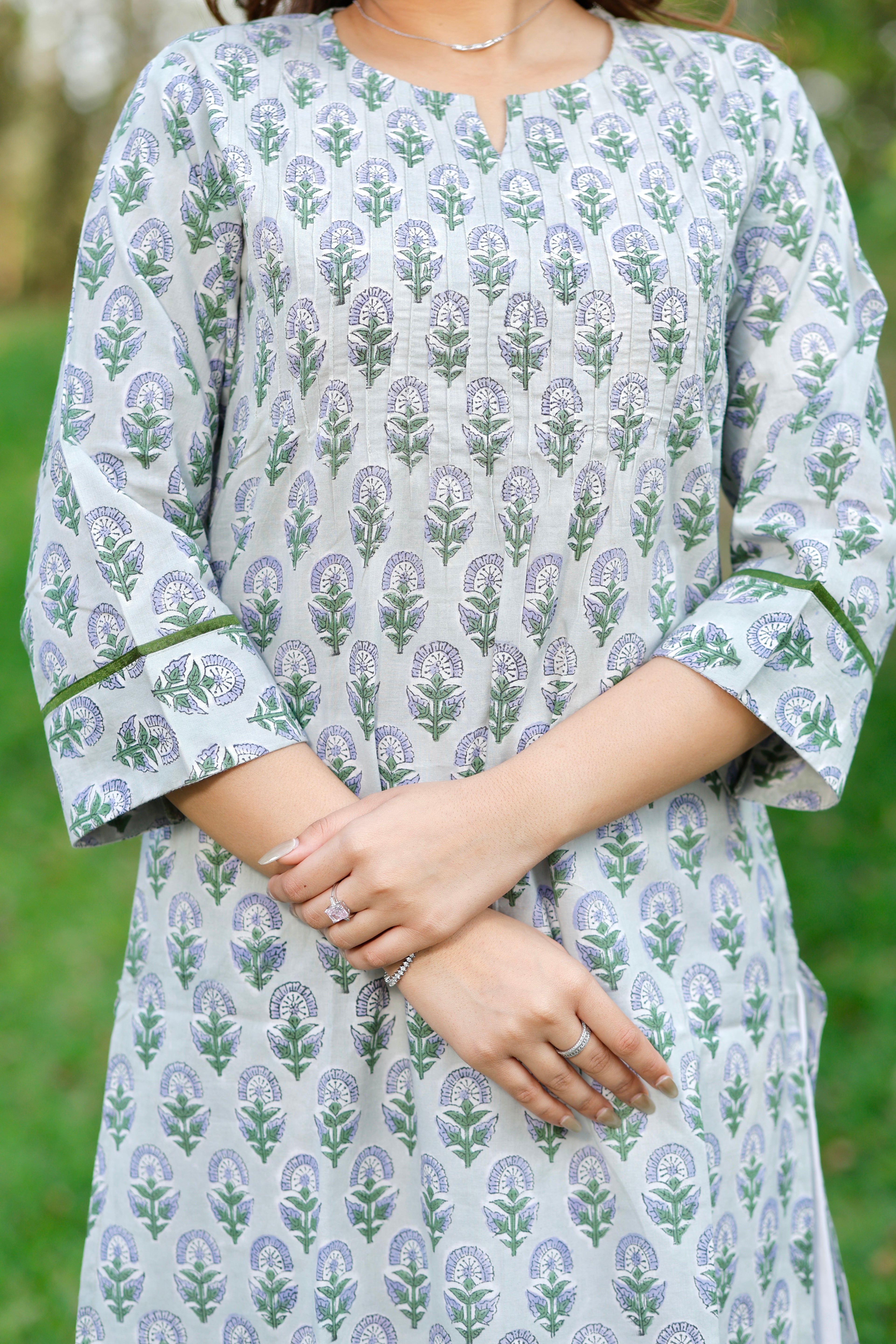 Sweet Petal Hand Block Printed Cotton Kurta