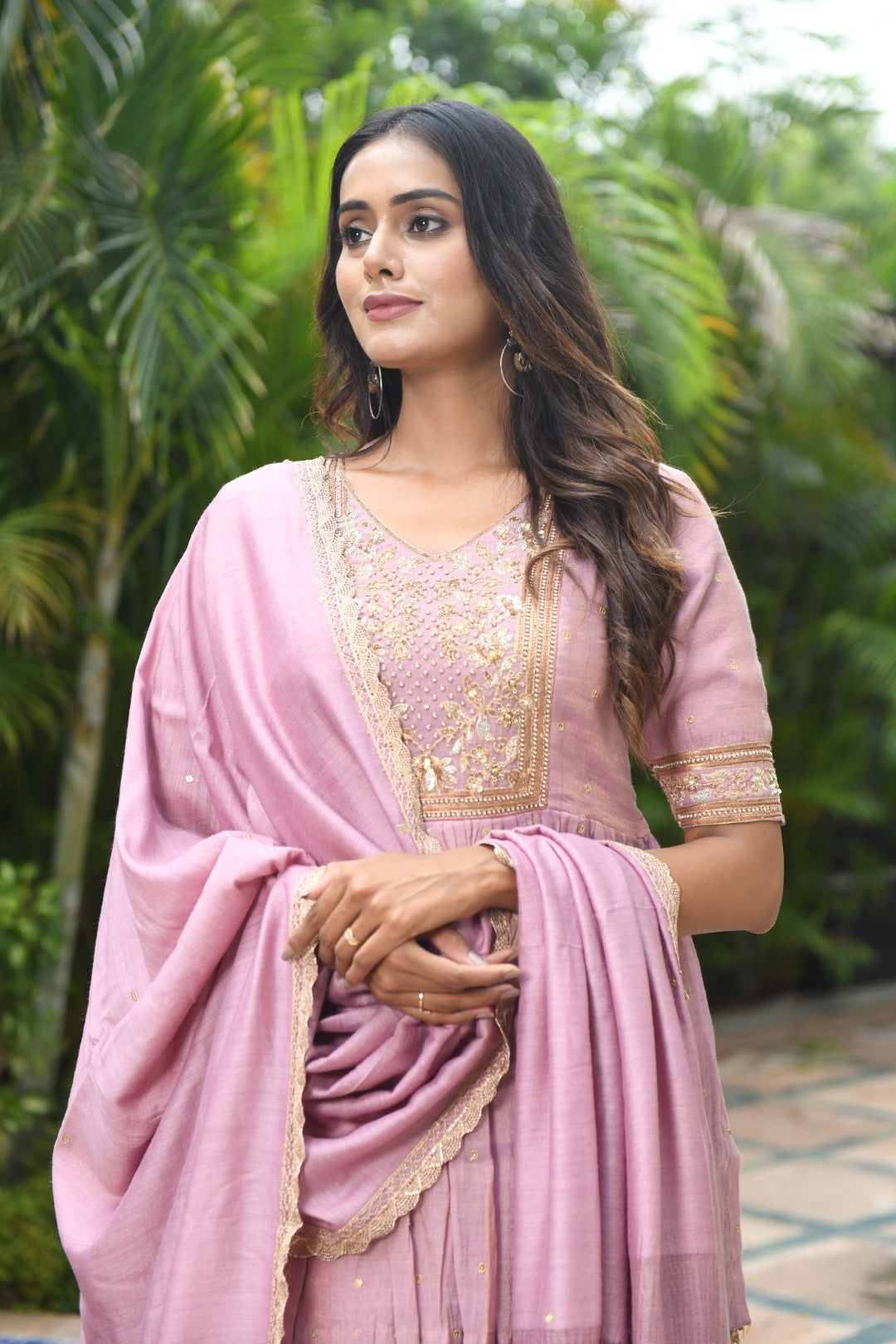 MAUVE RIWAYAT TISSUE PEPLUM SET