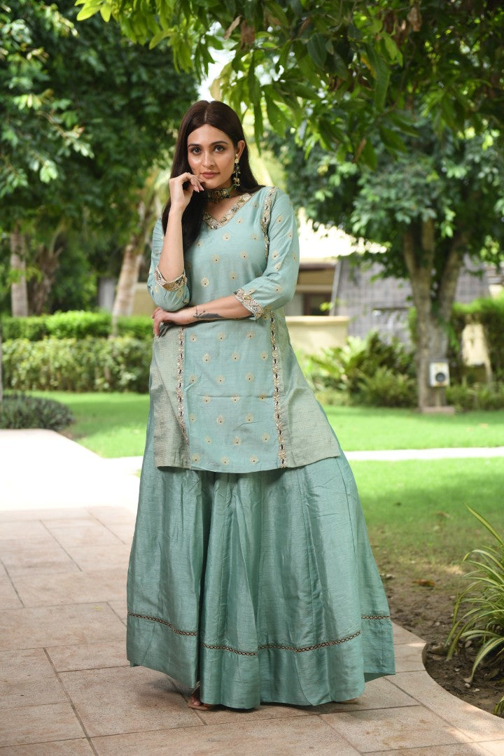 BLUE BANARASI RIWAYAT PALAZZO SET