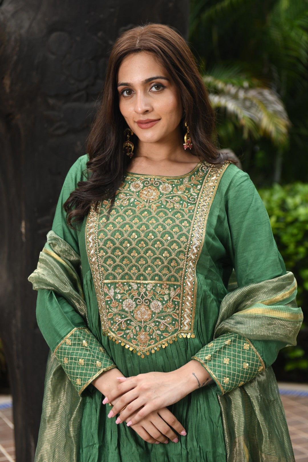 GREEN EMBROIDERED RIWAYAT ANARKALI SET