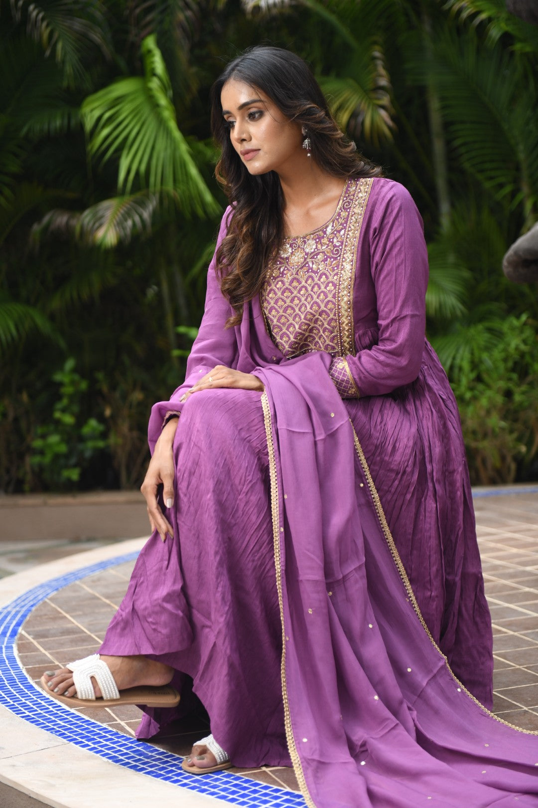 PURPLE EMBROIDERED RIWAYAT ANARKALI SET