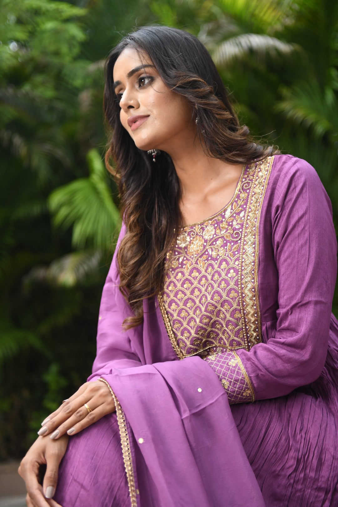 PURPLE EMBROIDERED RIWAYAT ANARKALI SET