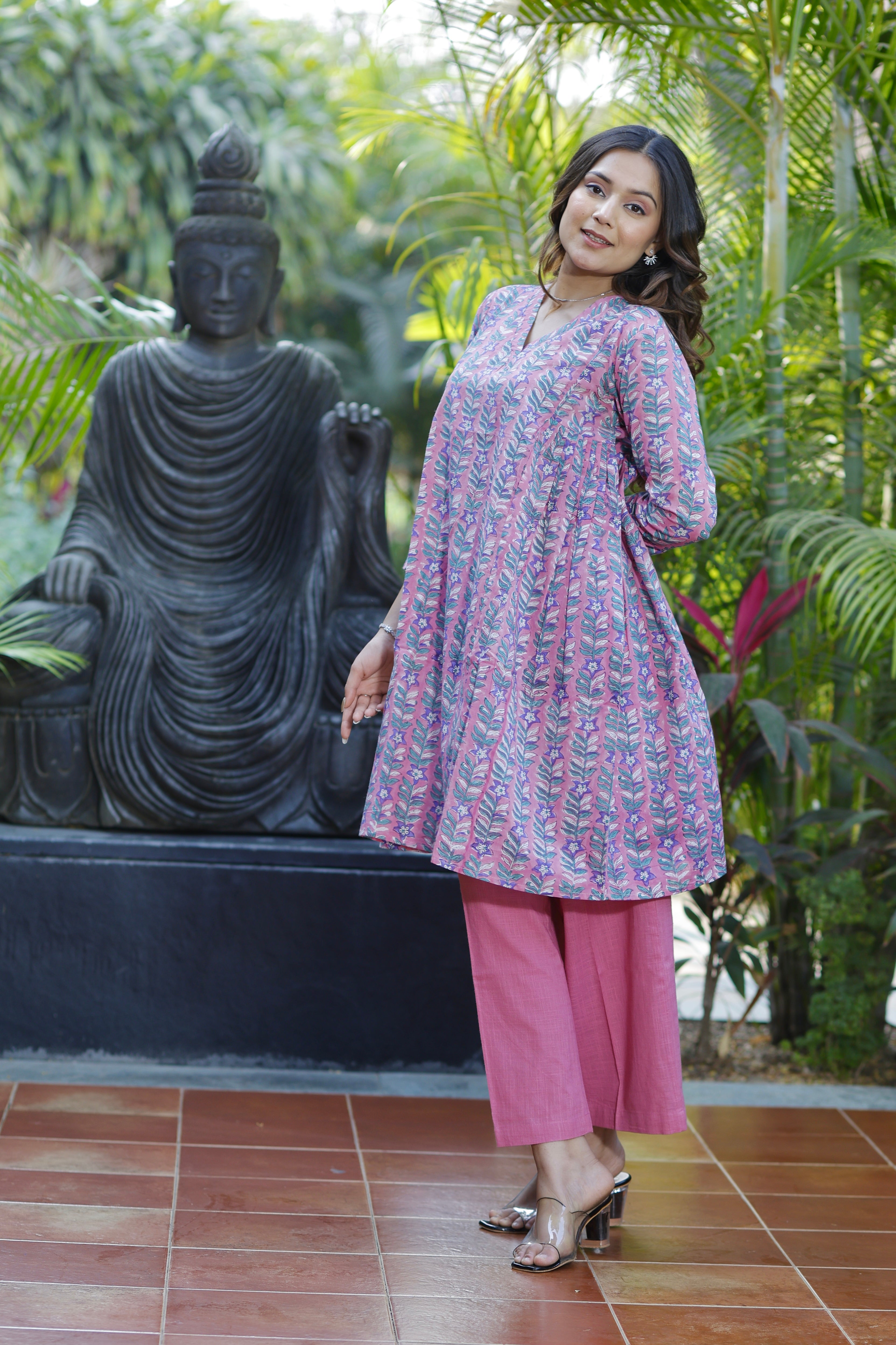 Orchid Purple Hand Block Printed Cotton Co-ord set