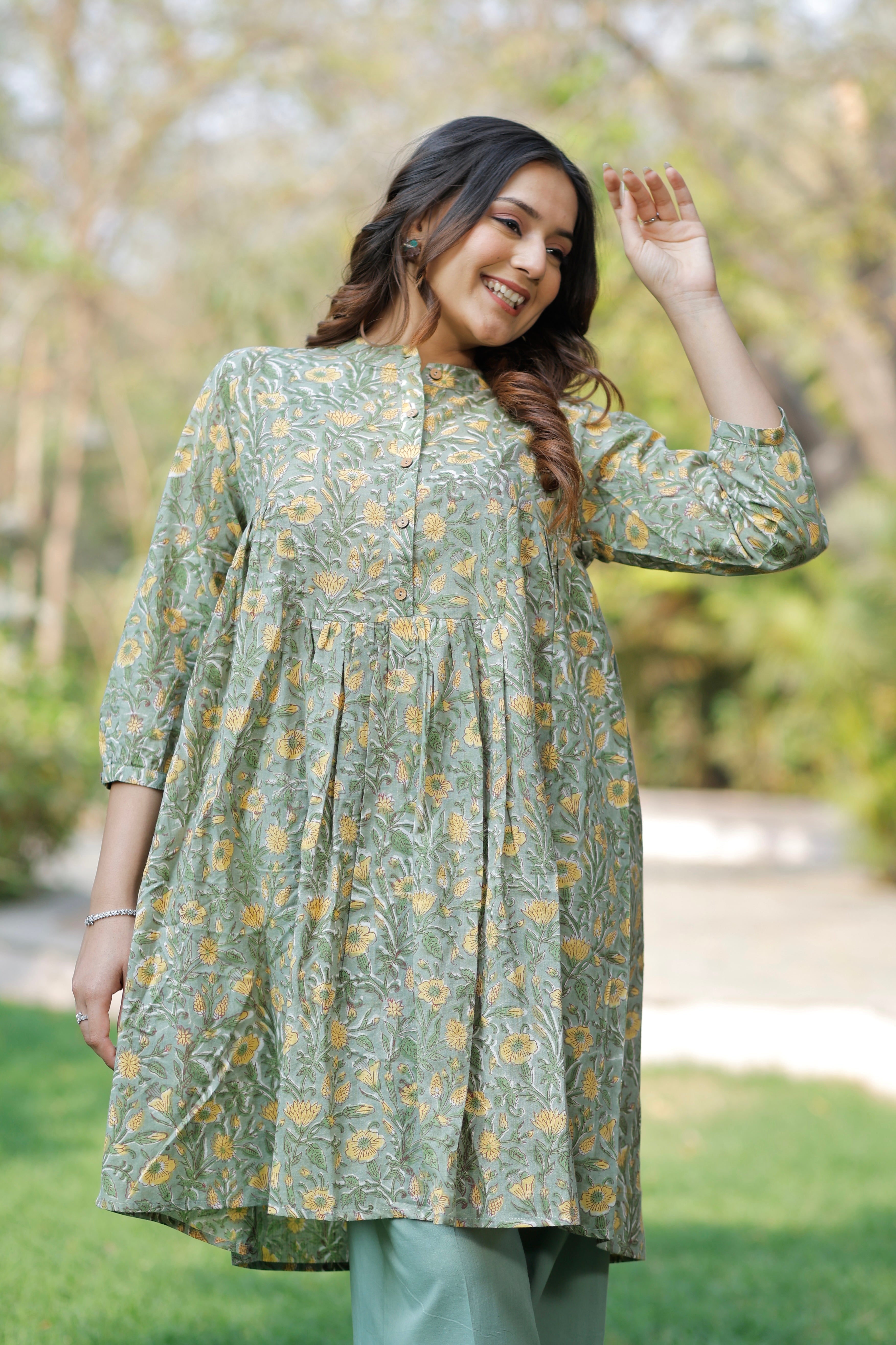 Basil Love Hand Block Printed Cotton Co-ord set