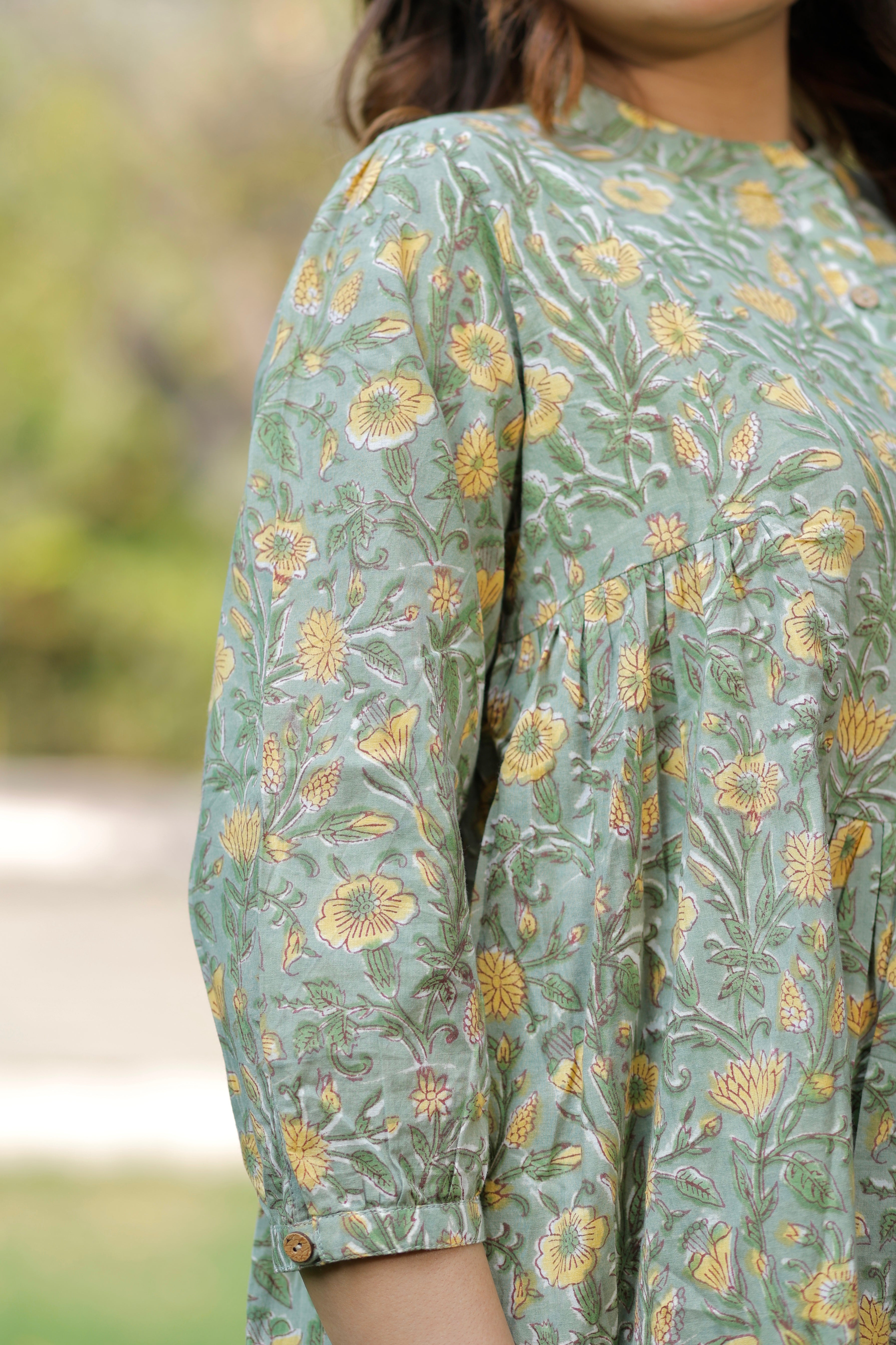 Basil Love Hand Block Printed Cotton Co-ord set