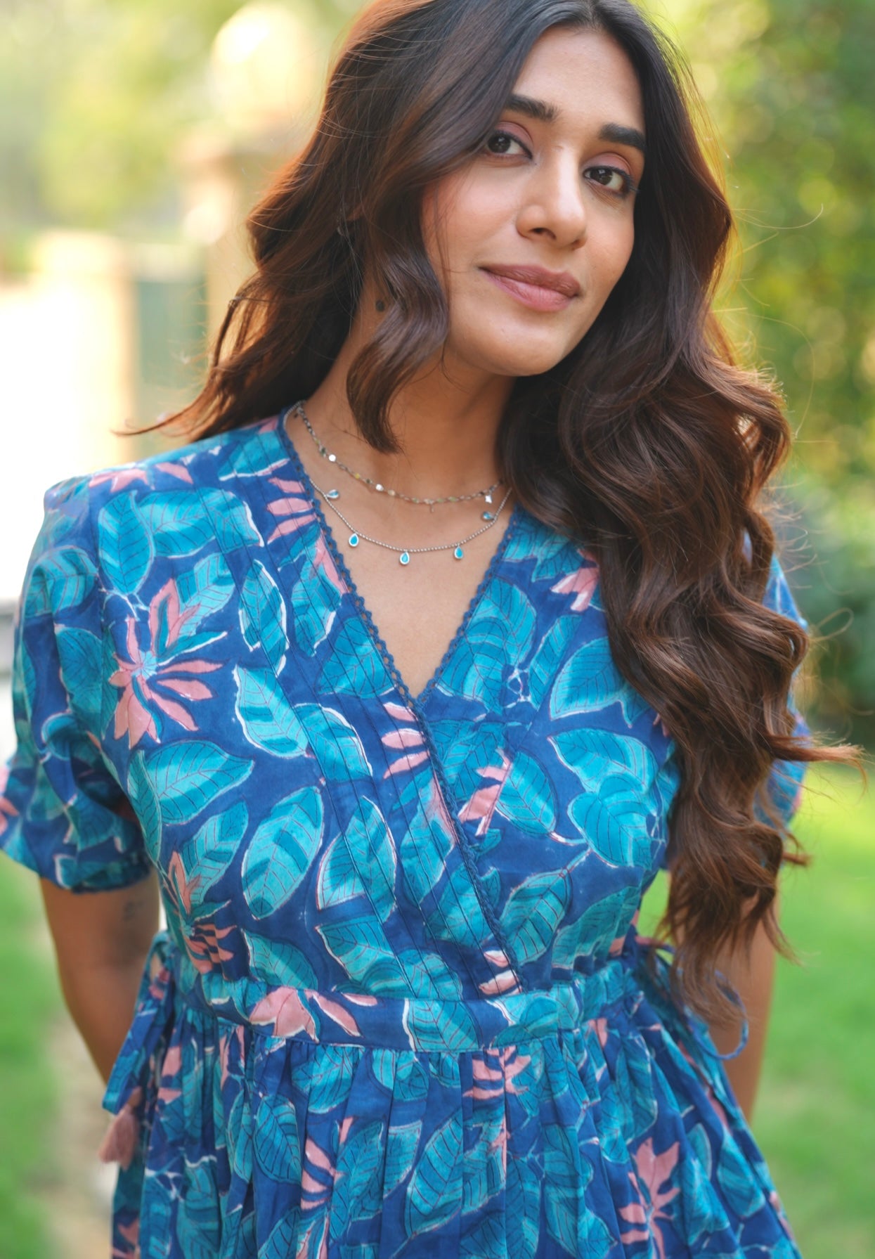 Midnight Blue Hand Block Printed Cotton Midi Dress